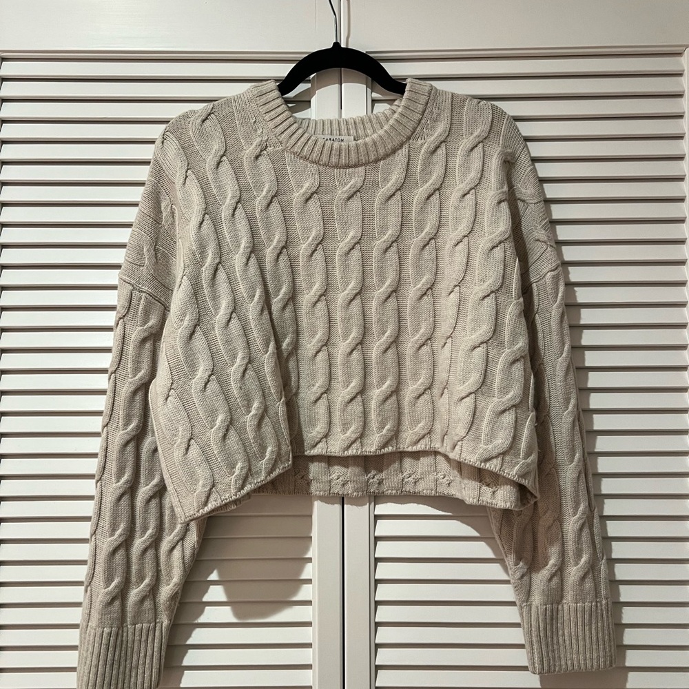 Aritizia Babaton Beige Cable Knit Sweater
